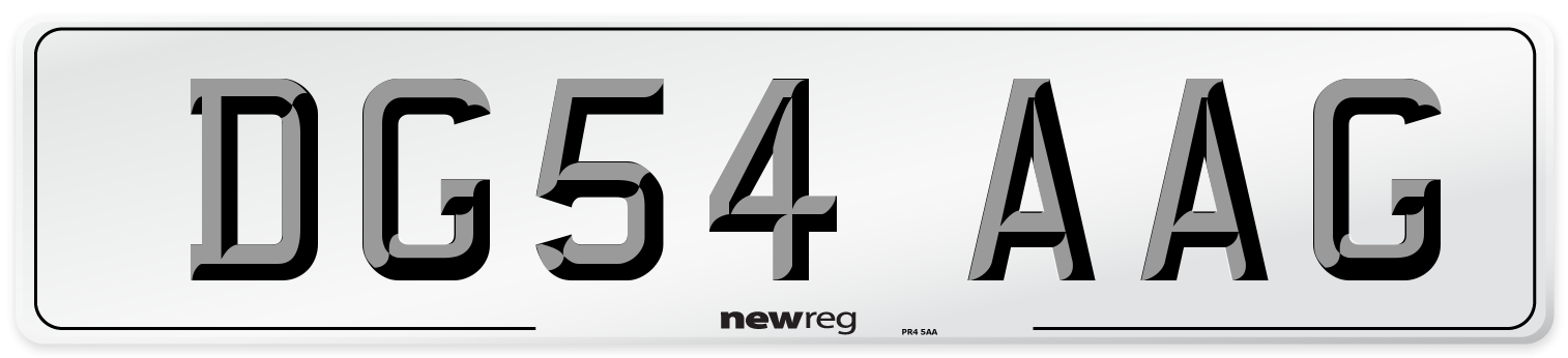 DG54 AAG Number Plate from New Reg